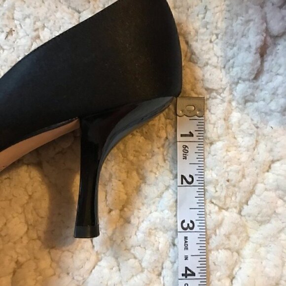 GLINT: 3" Black Satin Bow Peep Toe Heels - Picture 8 of 8